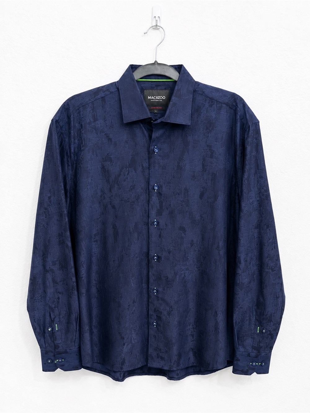 Maceoo Fibonacci A-43 Camo Blue Italian Jacquard Dress Shirt